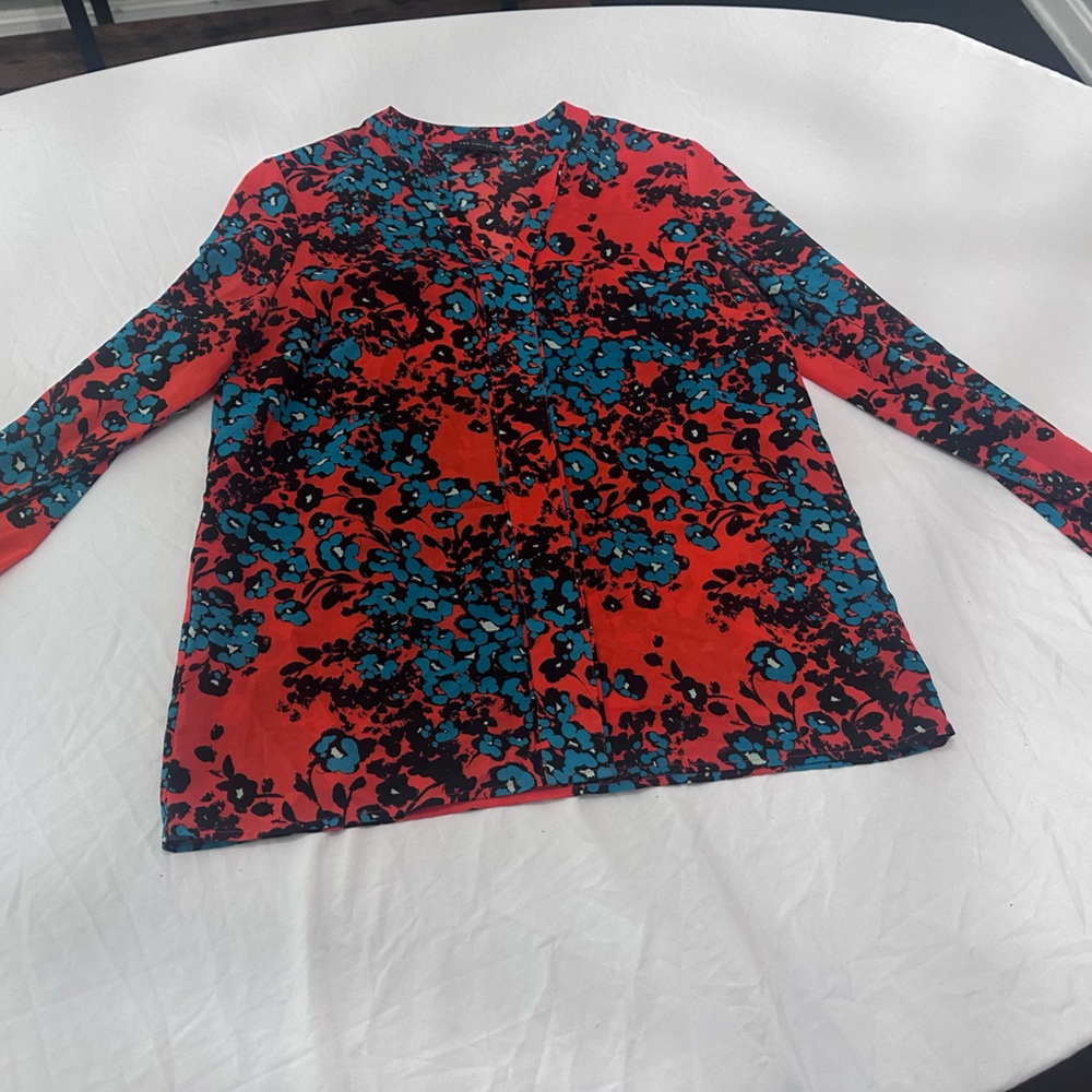 The Limited Red and Blue Floral Top